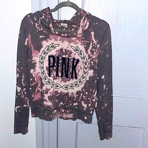 PINK Victoria's Secret Grey pink bleach / acid wash hoodie - small